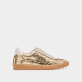 NOTICE WIDE SNEAKERS GOLD DISTRESSED LEATHER Non Irritating Edges Closed back