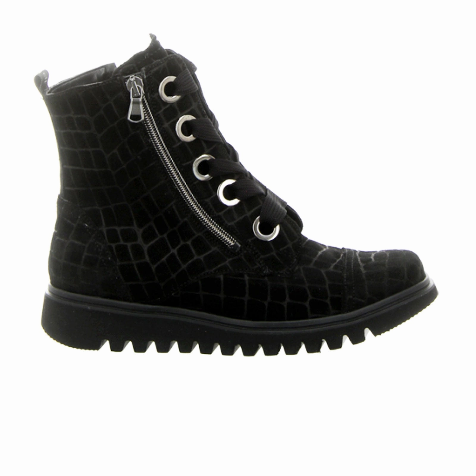 Low Profile Silhouette Ultimate Grip Tread Waldlaufer Habea 926804 Mid Boot (Women) - Black Scale