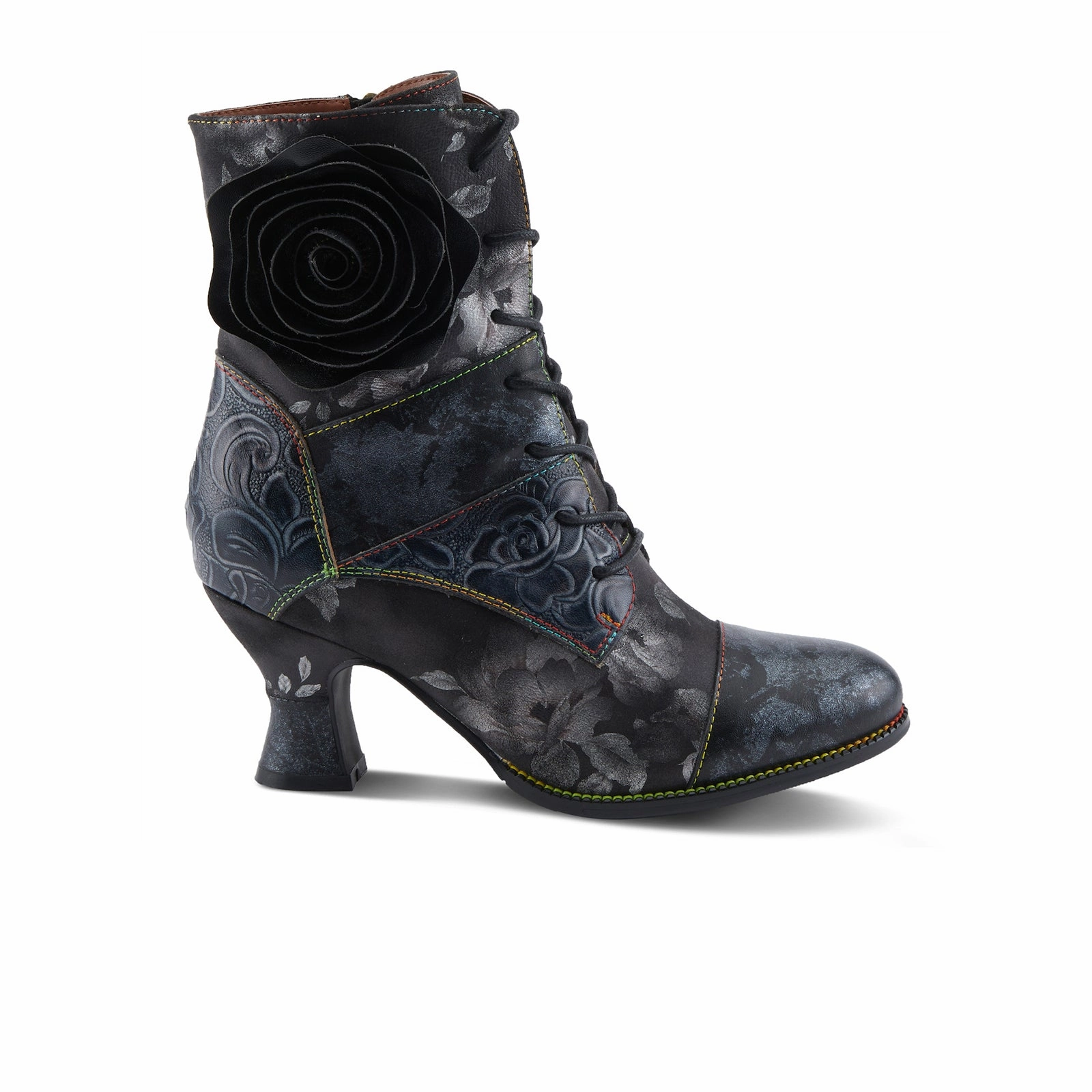 Feather Light Backcountry Camper L'Artiste Roselia Heeled Ankle Boot (Women) - Black Multi