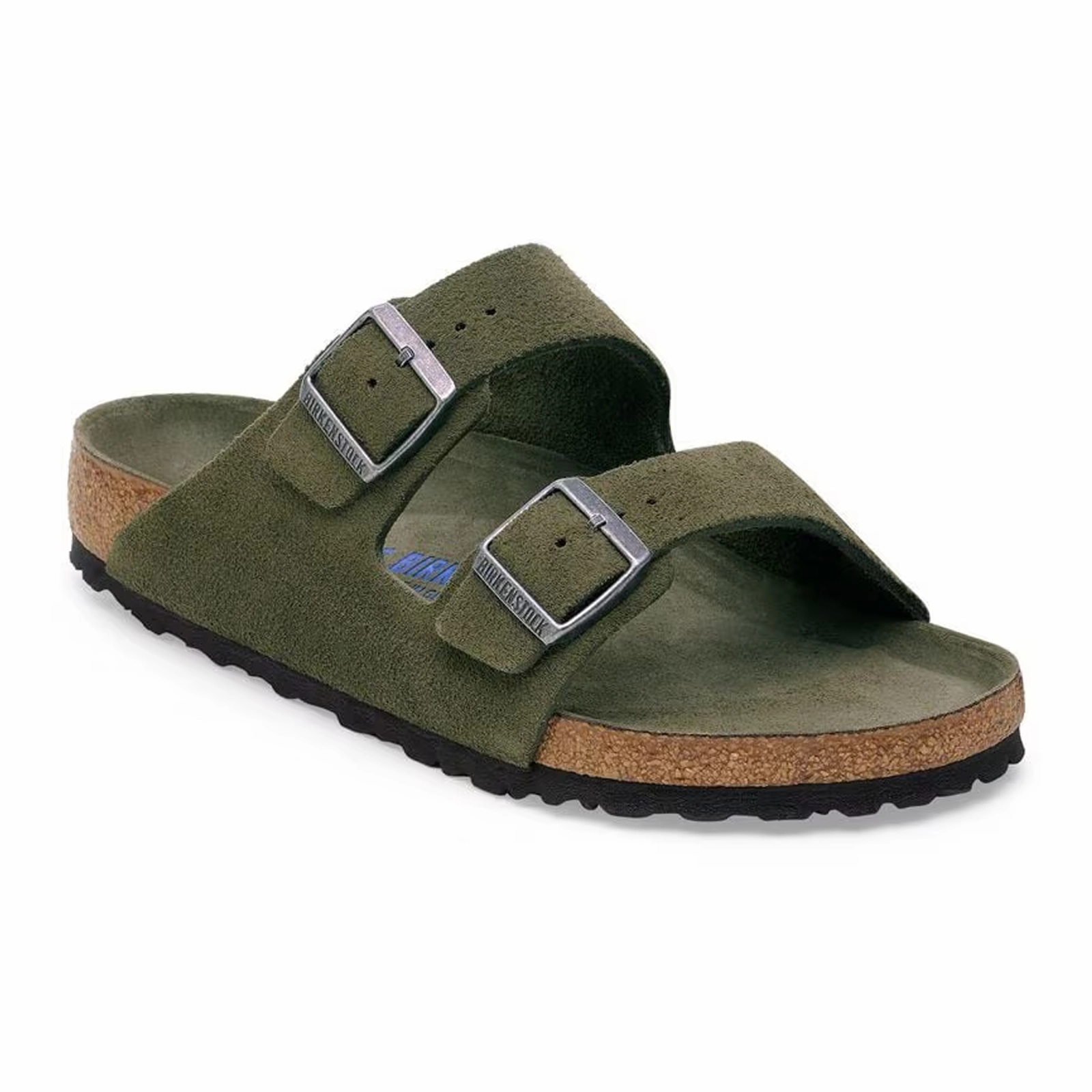 Birkenstock Arizona Soft Footbed Slide Sandal (Men) - Thyme Suede Comfortable Vacation Footwear adjustable shoes