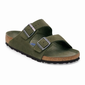 Birkenstock Arizona Soft Footbed Slide Sandal (Men) - Thyme Suede Lightweight Flats Pastel Soft