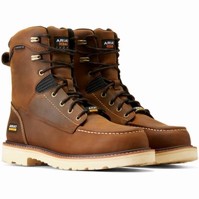 mountainous Rebar Lift 8 inch Composite-Toe Waterproof Work Boot Distressed Brown
