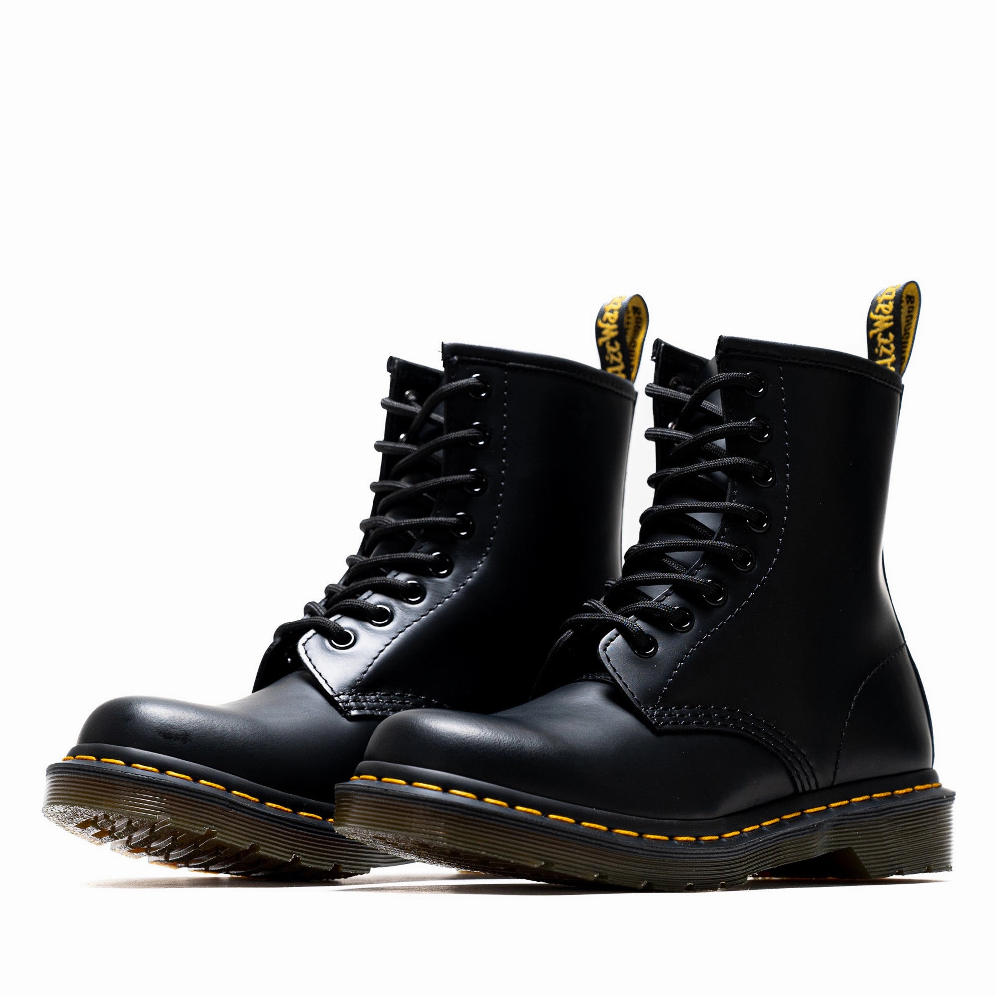 Women's Dr. Martens 1460 Smooth Leather Boot - Black Rugged Built City Walking Padded Interior Hiking Trails
