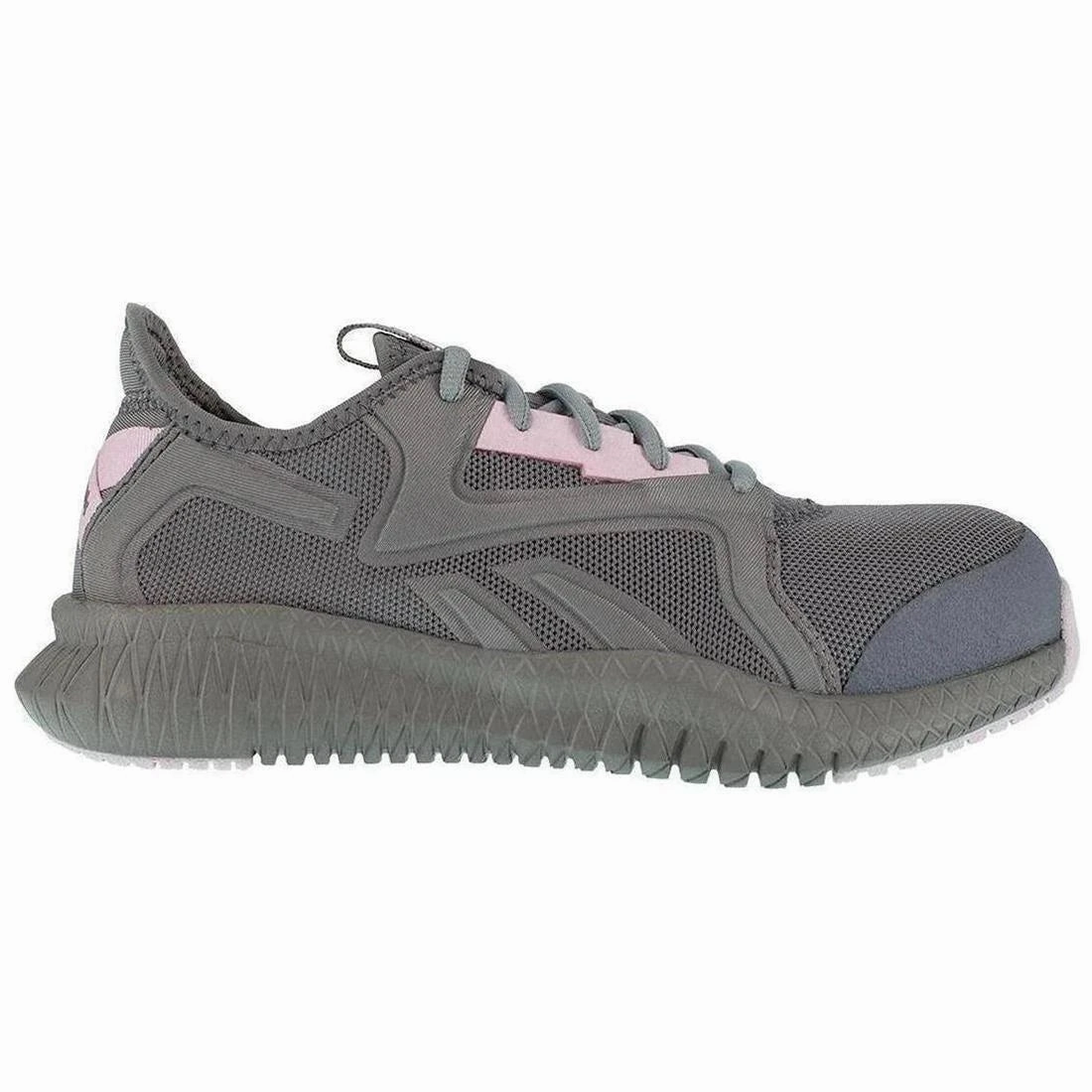 Women's Flexagon 3.0 Composite-Toe Athletic Work Shoe Grey/Pink Ventilation Channel Design Shear Reduction Layer