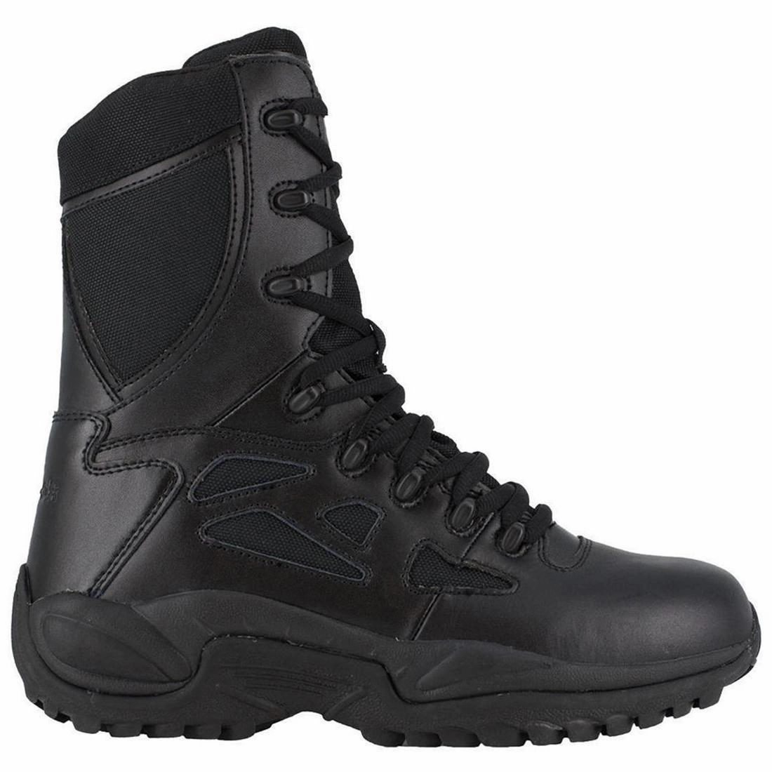 Adjustable Strap Closure Functional Women's Rapid Response Rb 8 Inch Soft-Toe Military Work Boot Black
