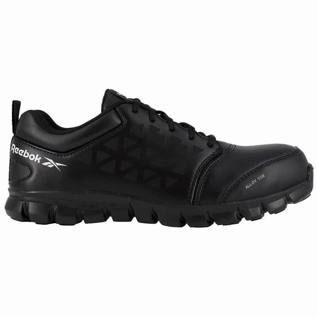 Women's Sublite Cushion Alloy-Toe Athletic Leather Work Shoe Black Distinctive materials