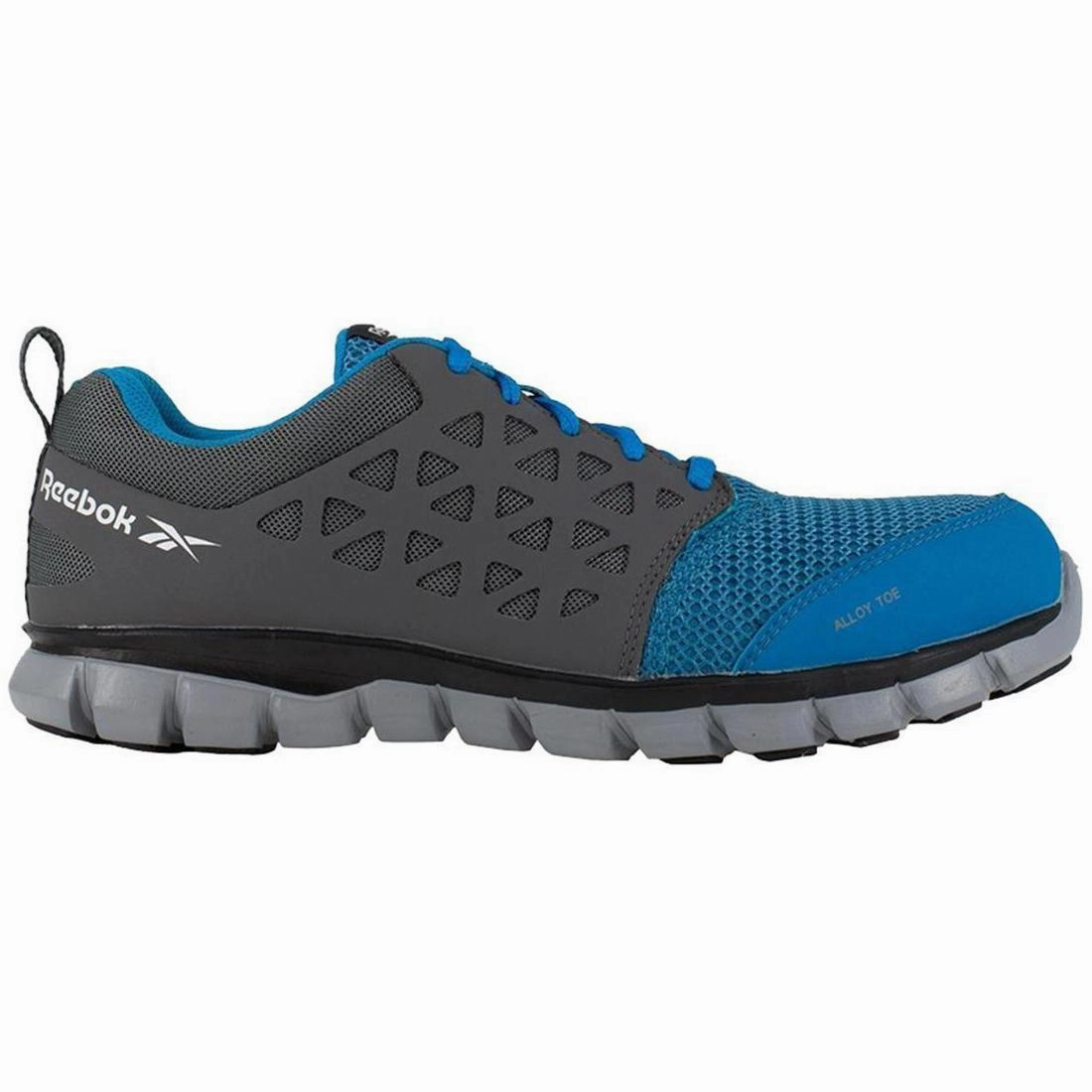 Women's Sublite Cushion Alloy-Toe Athletic Work Shoe Grey/Blue Flexible Midsole Construction Supportive