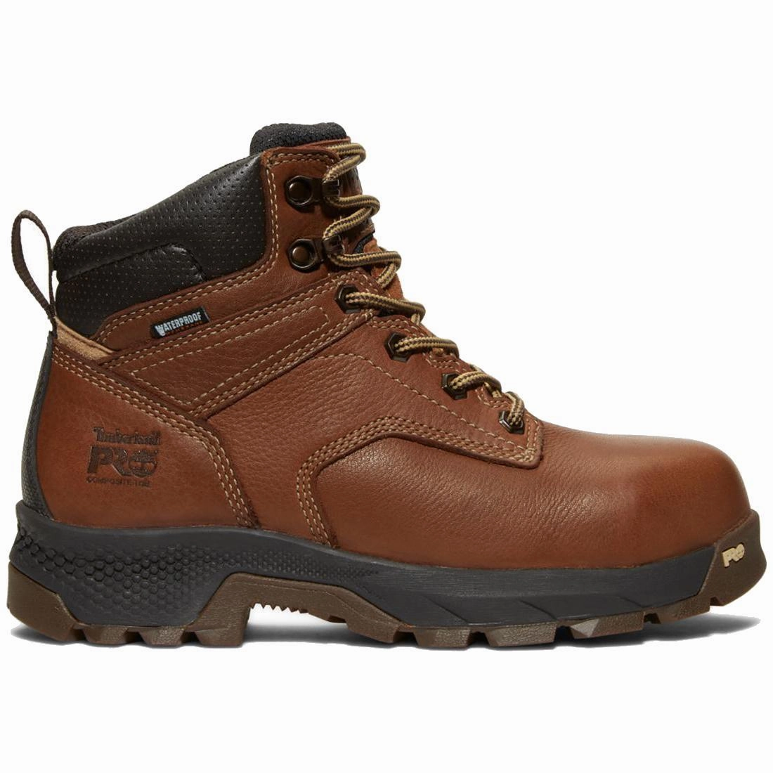Low Profile Cushioning Chic Comfort Women's Titan EV 6 Inch Composite-Toe Waterproof Work Boot Brown