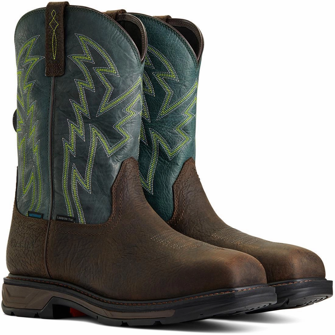 least slip-resistant Airflow System WorkHog XT BOA Carbon-Toe Waterproof Work Boot Bruin Brown