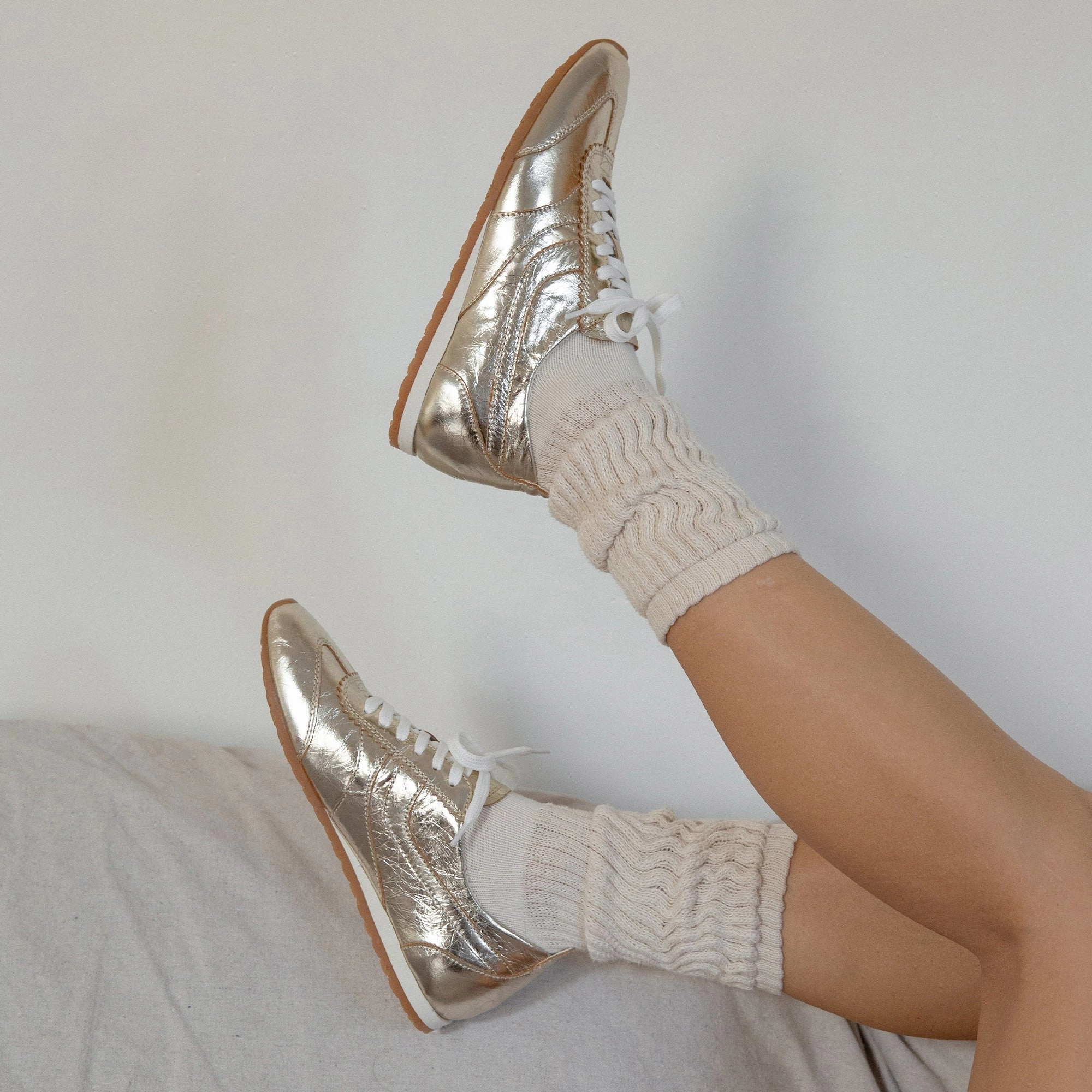 Open Feel Quick Dry Lining DELANY SNEAKERS LIGHT GOLD CRINKLE PATENT