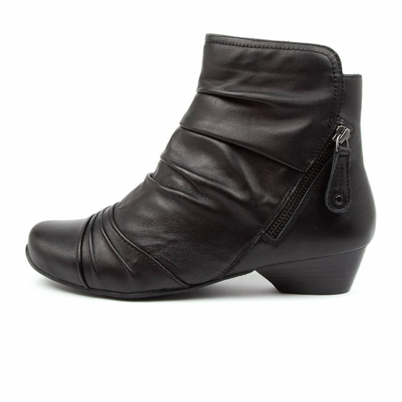 Ziera Camryn Wide Ankle Boot (Women) - Black Leather Padded Interior Urban Traveler Air Move