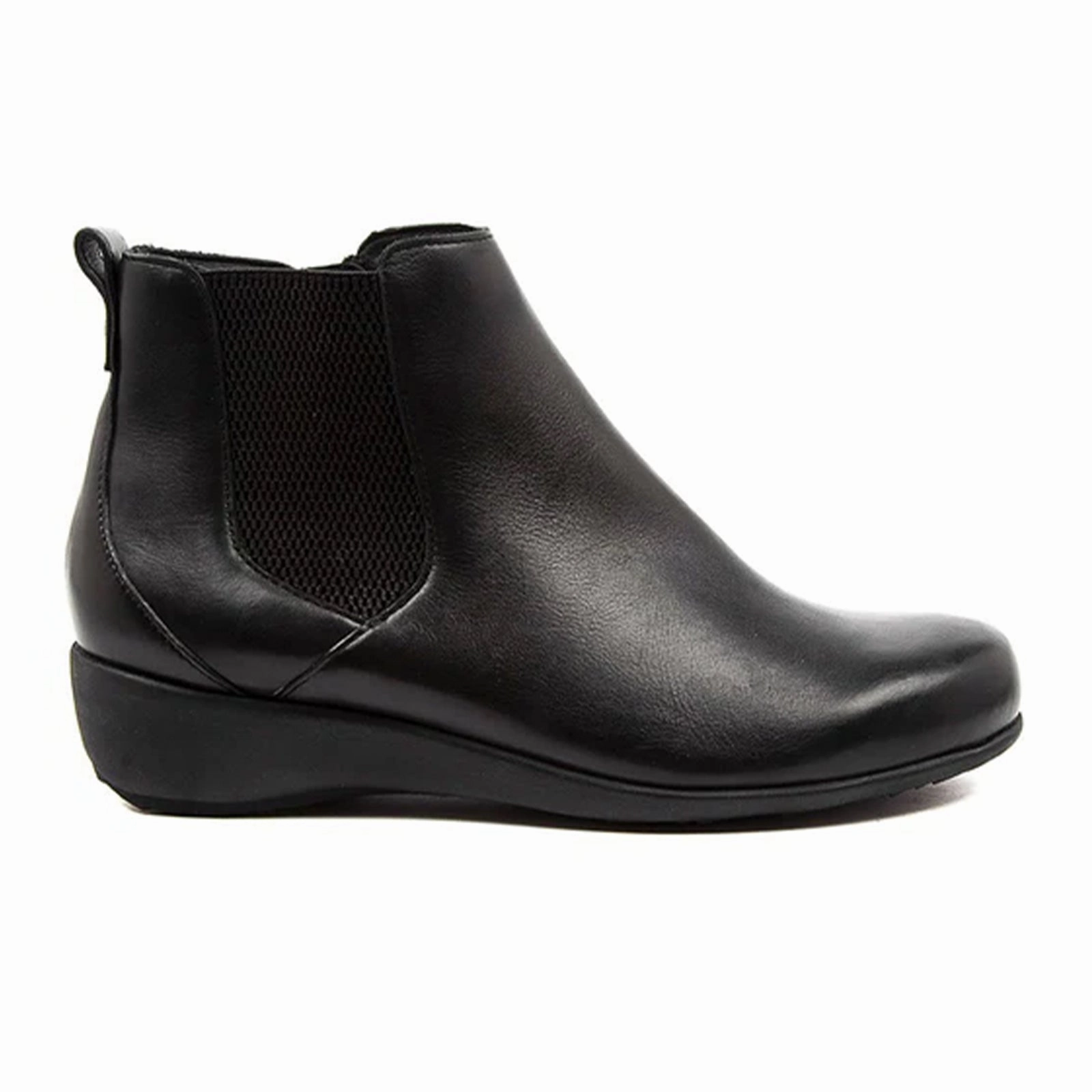 Ziera Shanghai Extra Wide Chelsea Boot (Women) - Black Leather Walk Friendly AnkleSupport
